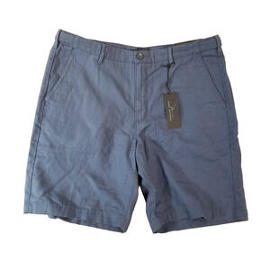 Marc Anthony Shorts Mens 38 Indigo Sky Linen Blend Flat Front Casual Summer
